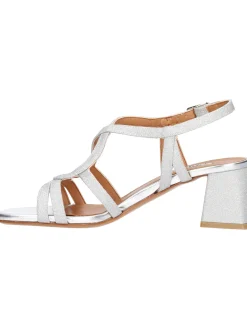 Sandalo tacco largo L'Amour da donna argento glitter