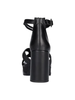 Sandalo tacco largo Marco Tozzi da donna nero