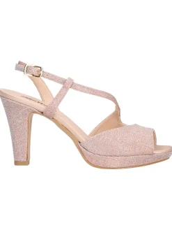 Sandalo tacco largo Melluso da donna cipria glitter