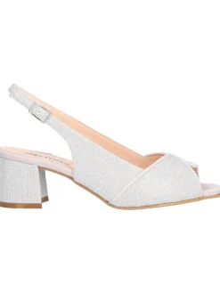 Sandalo tacco largo Melluso da donna argento glitter