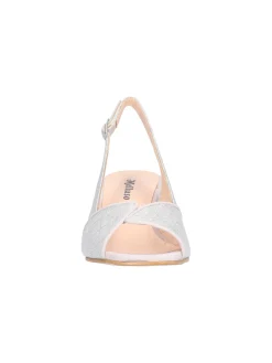Sandalo tacco largo Melluso da donna argento glitter