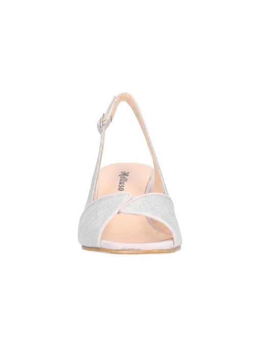 Sandalo tacco largo Melluso da donna argento glitter