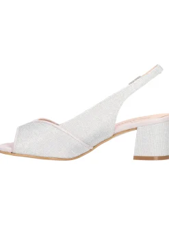 Sandalo tacco largo Melluso da donna argento glitter