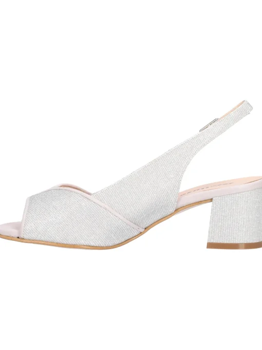 Sandalo tacco largo Melluso da donna argento glitter