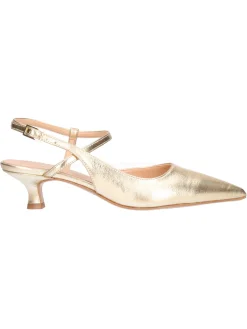 Scarpa con tacco basso Liviana da donna laminata platino