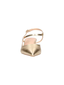 Scarpa con tacco basso Liviana da donna laminata platino