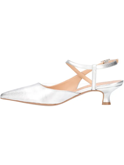 Scarpa con tacco basso Liviana da donna argento metal