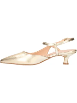 Scarpa con tacco basso Liviana da donna laminata platino