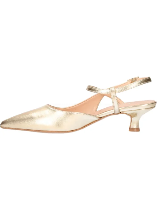 Scarpa con tacco basso Liviana da donna laminata platino