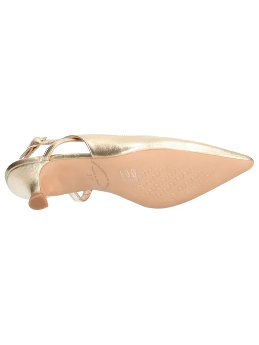 Scarpa con tacco basso Liviana da donna laminata platino
