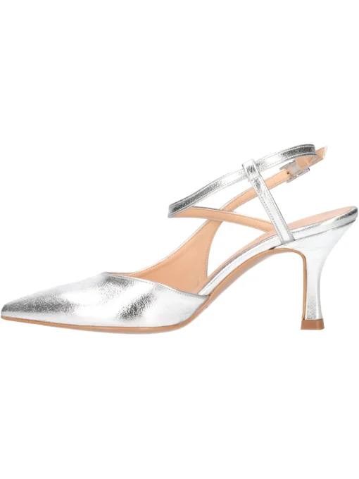 Scarpa con tacco fino Liviana da donna laminata argento