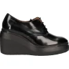 Scarpa stringata con zeppa Wonders da donna nera