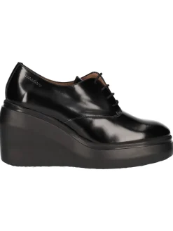 Scarpa stringata con zeppa Wonders da donna nera