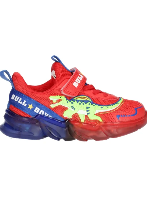 Sneaker Bull Boys Dinosauro Lights da bambino rossa