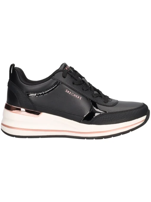 Sneaker con zeppa Skechers da donna nera
