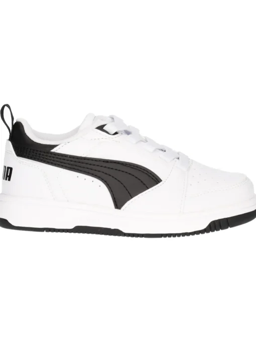 Sneaker Puma Rebound da bambino bianca e nera