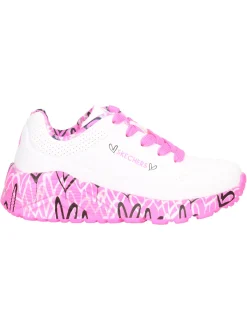Sneaker Skechers Uno da bambina bianca e fucsia