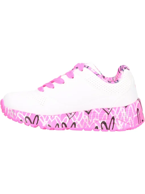 Sneaker Skechers Uno da bambina bianca e fucsia