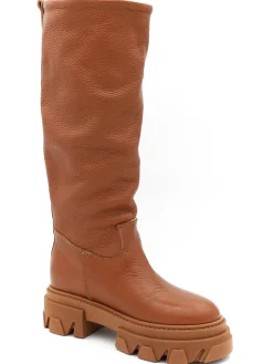 Stivale a tubo donna color cuoio