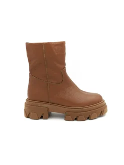 Stivale donna basso a tubo color cuoio