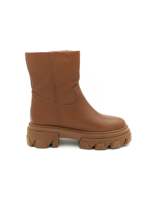 Stivale donna basso a tubo color cuoio