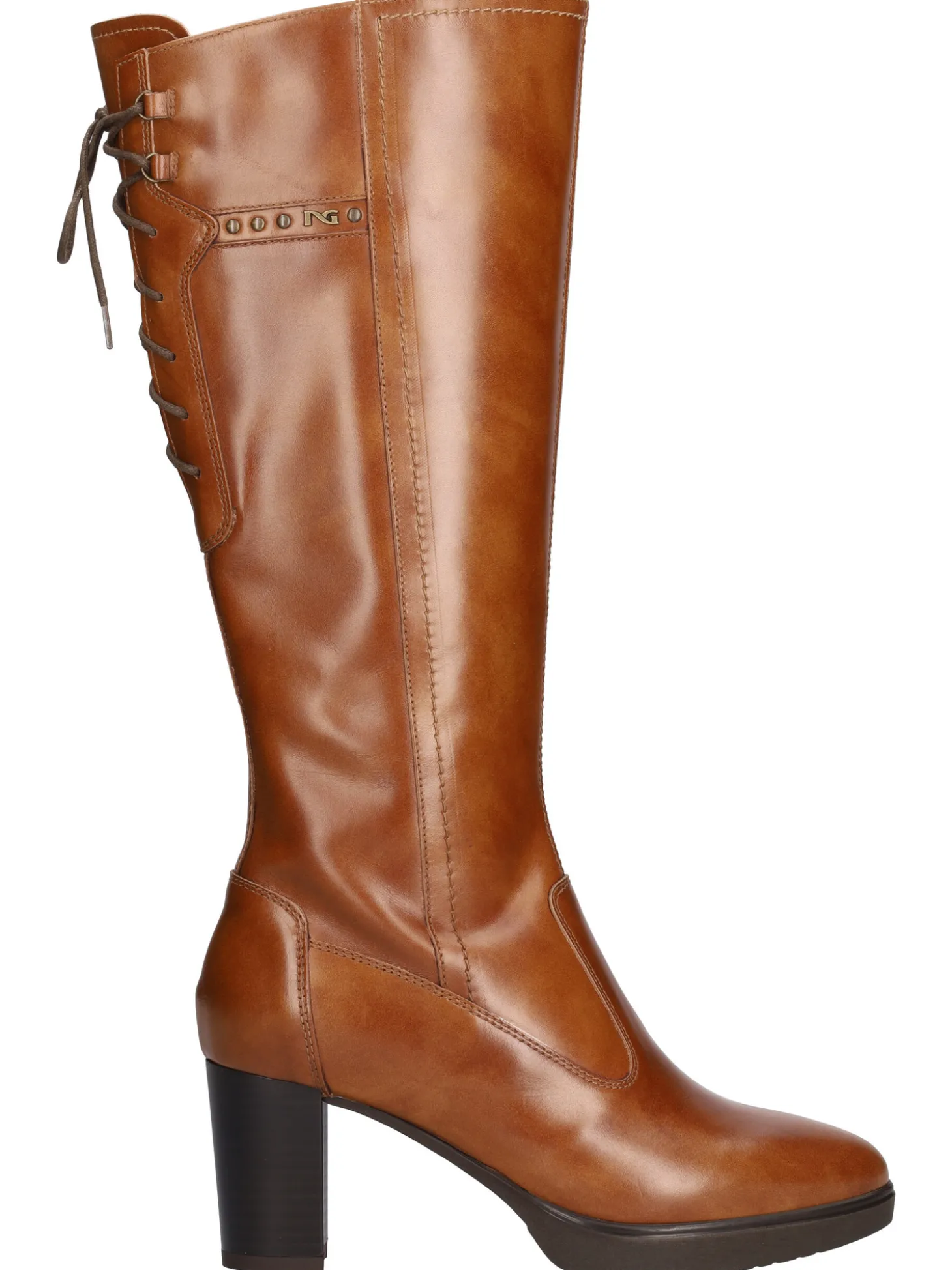 Stivale tacco largo Nero Giardini da donna cuoio