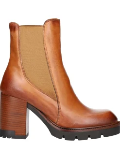 Stivaletto tacco largo Barbara Brera da donna cuoio