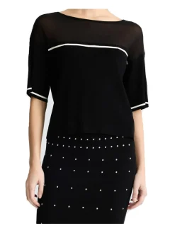 T-shirt in maglia Liu Jo da donna nera