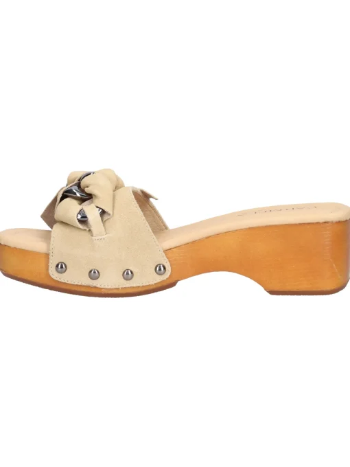 Zoccolo tacco largo Carmela da donna beige